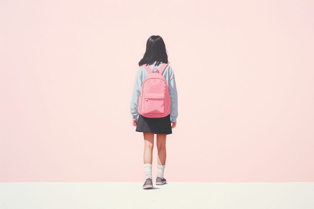 Back of the student backpack footwear standing. AI generated Image by rawpixel.