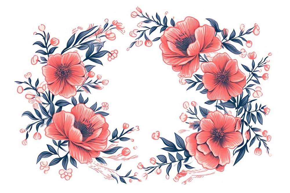 Chinese seamless vintage flower wreath art pattern plant. AI generated Image by rawpixel.