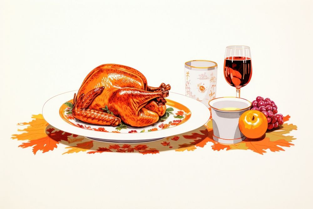 Thankgiving border dinner glass food. AI generated Image by rawpixel.