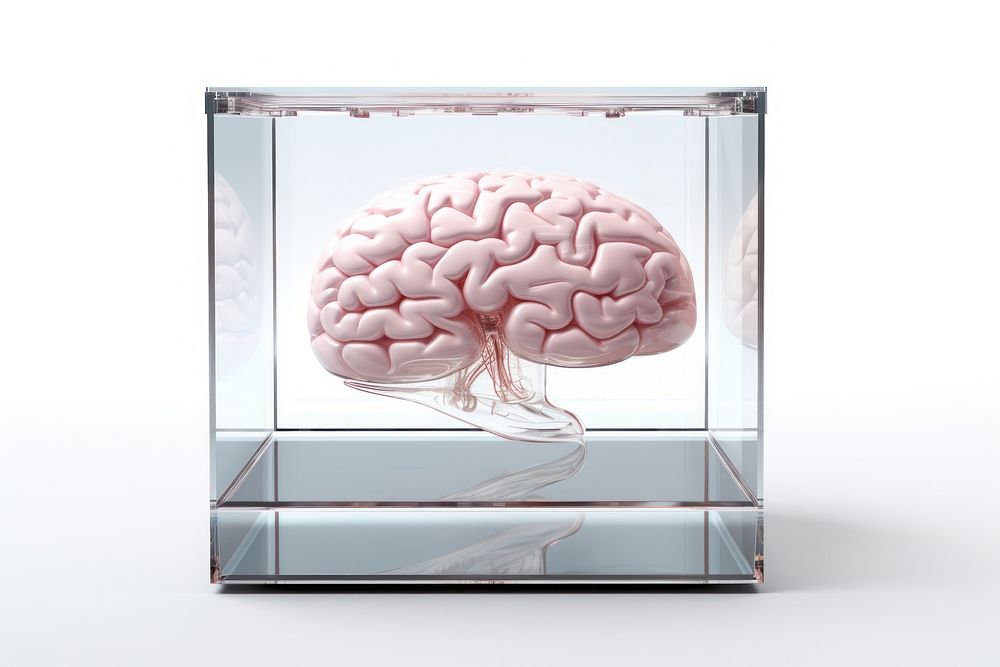 Glass brain white background transparent science. AI generated Image by rawpixel.