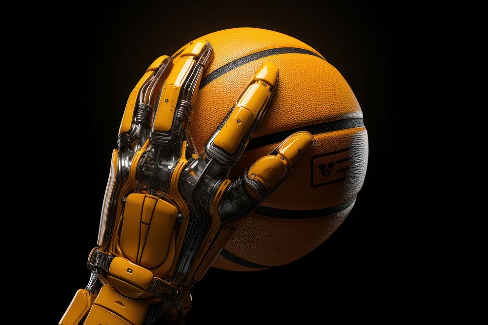 3d robot hand holding a basketball sports technology football. AI generated Image by rawpixel.