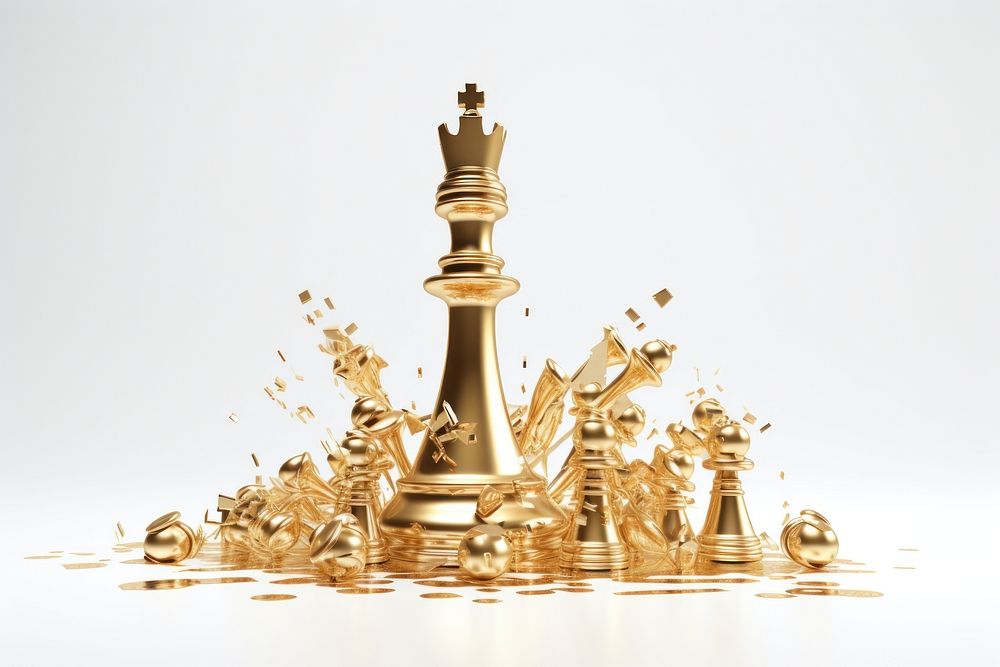 Queen chess gold game white background. AI generated Image by rawpixel.