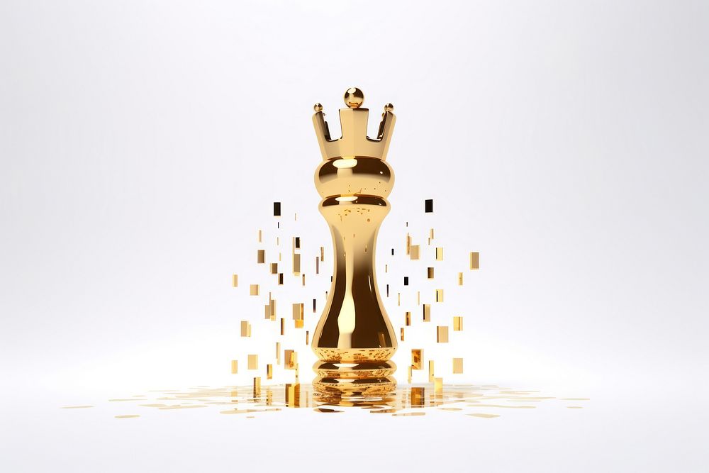 Queen chess gold white background chessboard. AI generated Image by rawpixel.