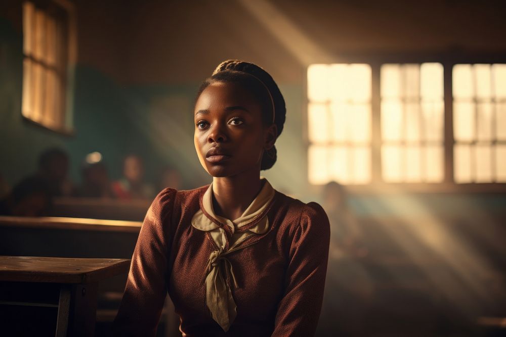 An african woman in high school photography portrait architecture. AI generated Image by rawpixel.