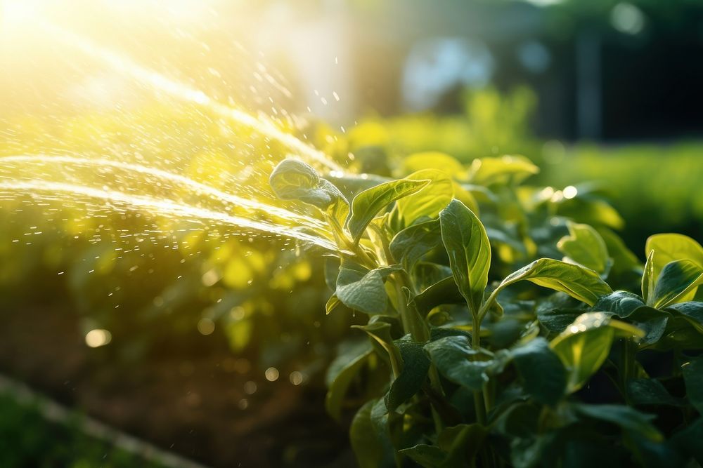 Water mist plant agriculture outdoors. AI generated Image by rawpixel.