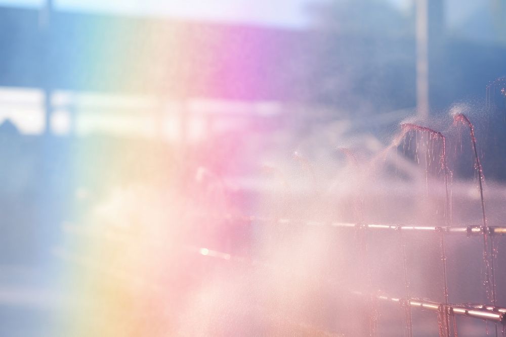 Water mist with rainbow light architecture outdoors. AI generated Image by rawpixel.