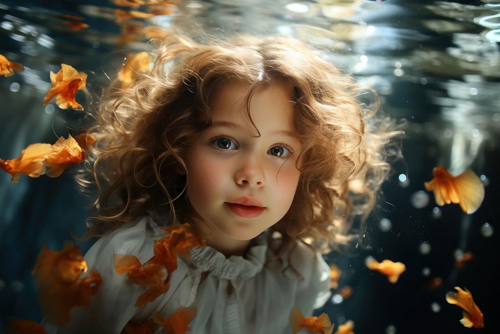 Child underwater portrait photo. AI generated Image by rawpixel.