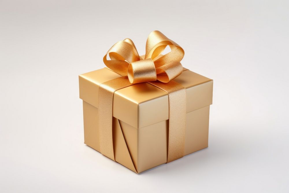 Gift box with gold ribbon celebration anniversary decoration. AI generated Image by rawpixel.