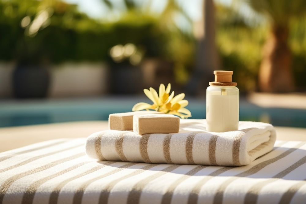 Spa amenities towel refreshment relaxation. AI generated Image by rawpixel.