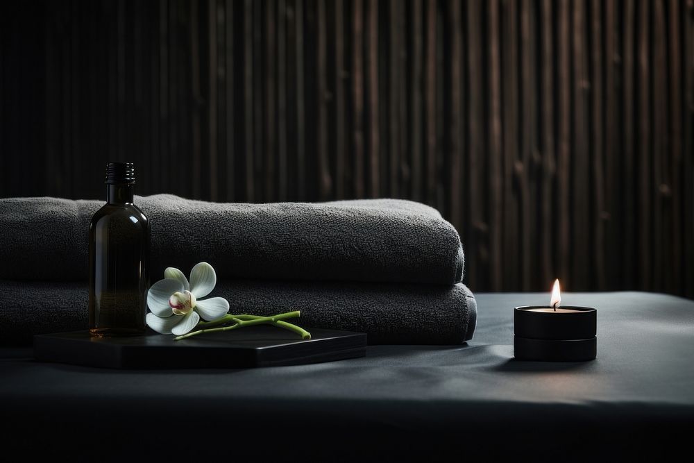 Spa amenities candle relaxation darkness. AI generated Image by rawpixel.