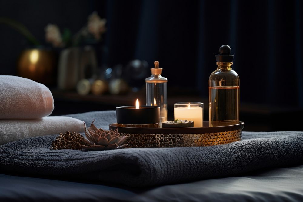 Spa amenities perfume candle bottle. AI generated Image by rawpixel.
