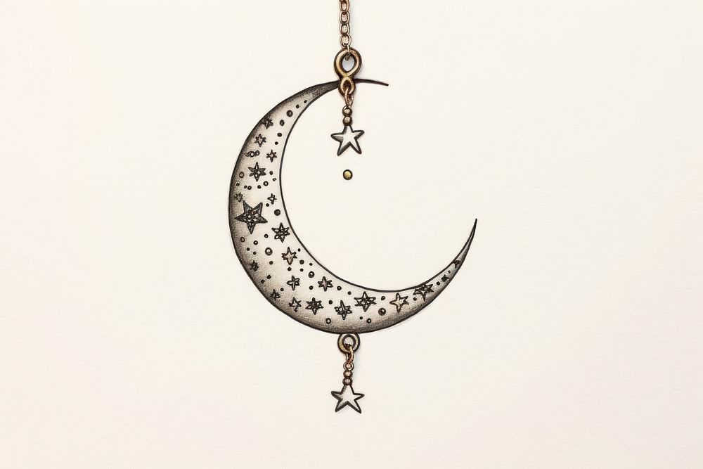 Crescent moon pendent astronomy necklace jewelry. AI generated Image by rawpixel.