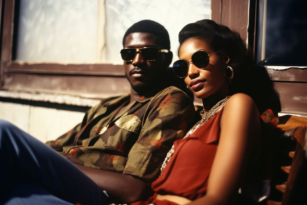 A cool black couple photography sunglasses portrait. AI generated Image by rawpixel.