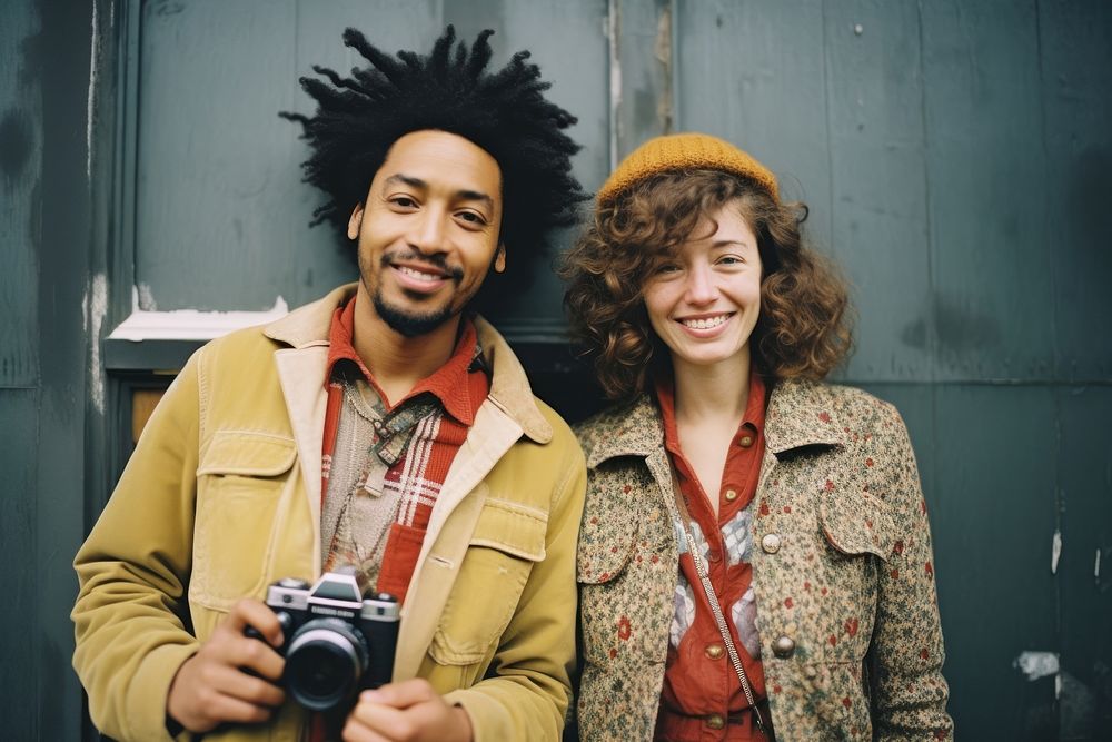 A cool diversity couple photography adult smile. AI generated Image by rawpixel.