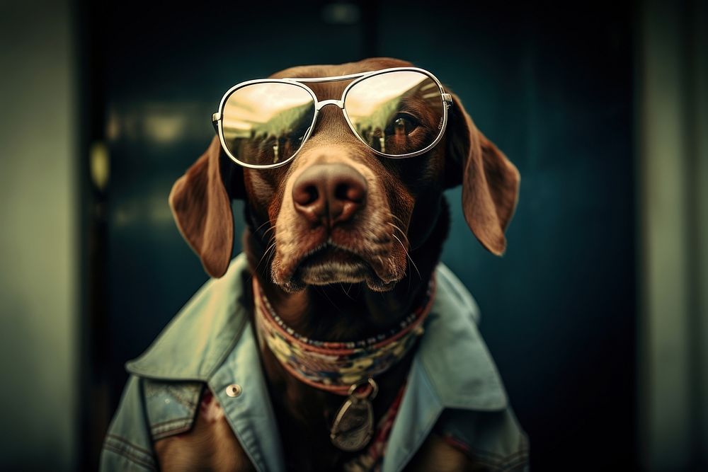 A cool dog photography sunglasses portrait. AI generated Image by rawpixel.