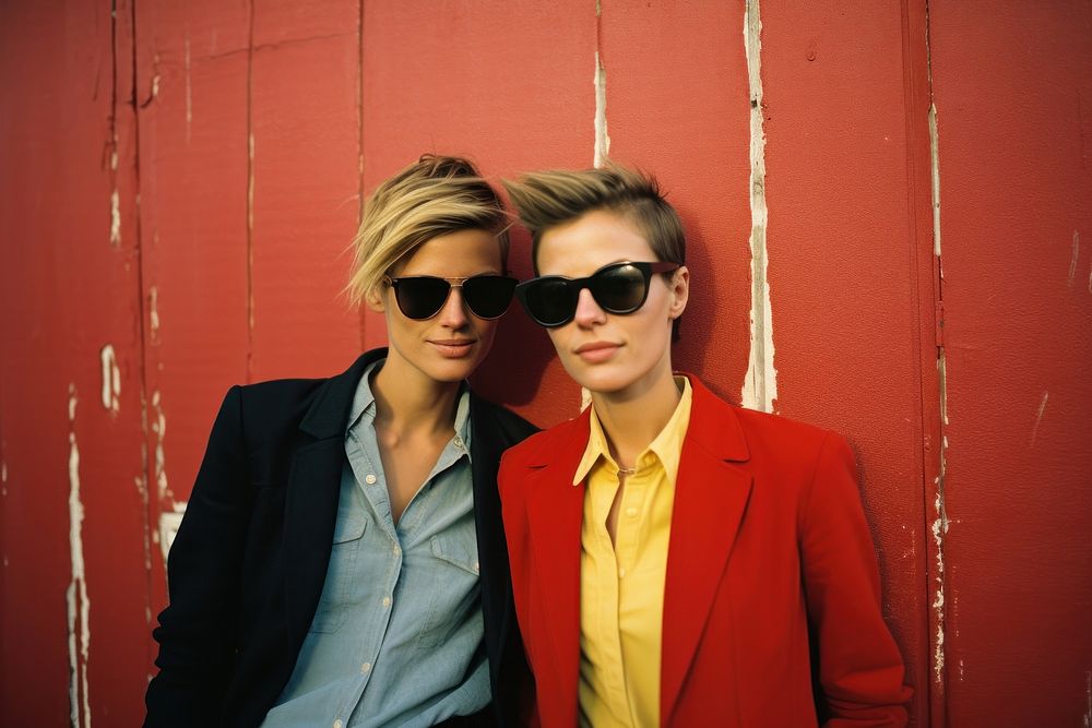 A cool lesbian couple photography sunglasses portrait. AI generated Image by rawpixel.