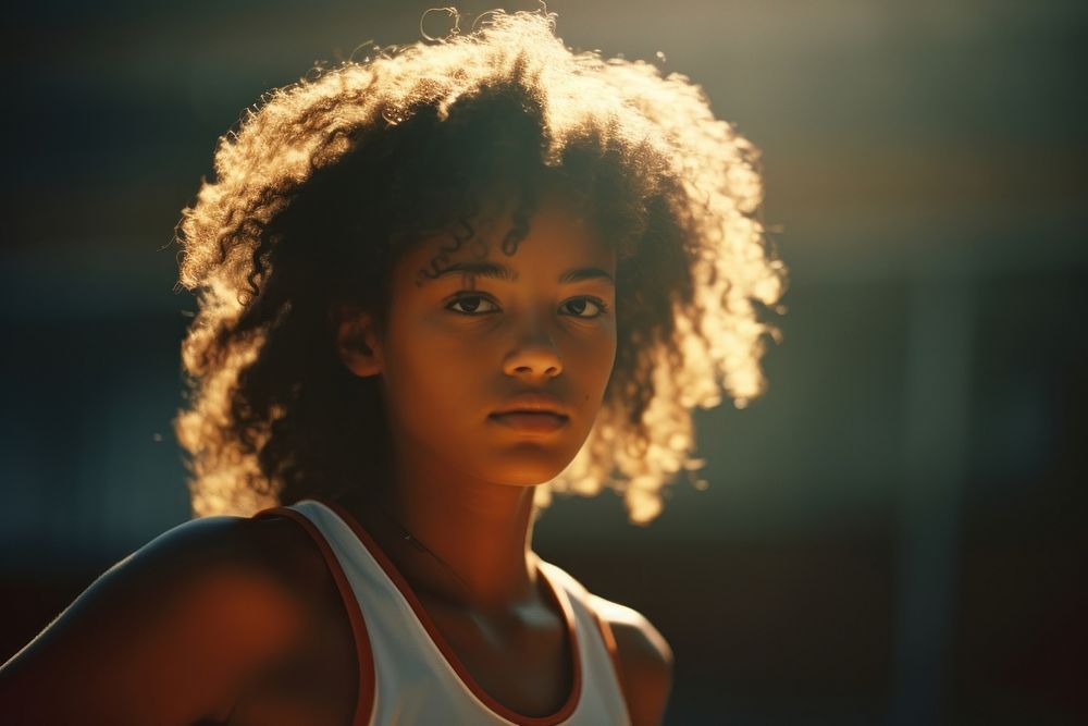 A black teenage girl playing sport photography portrait sports. AI generated Image by rawpixel.