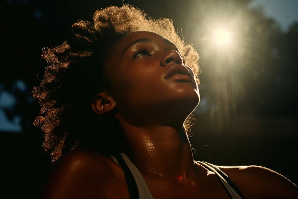 A black teenage girl playing sport adult woman contemplation. AI generated Image by rawpixel.