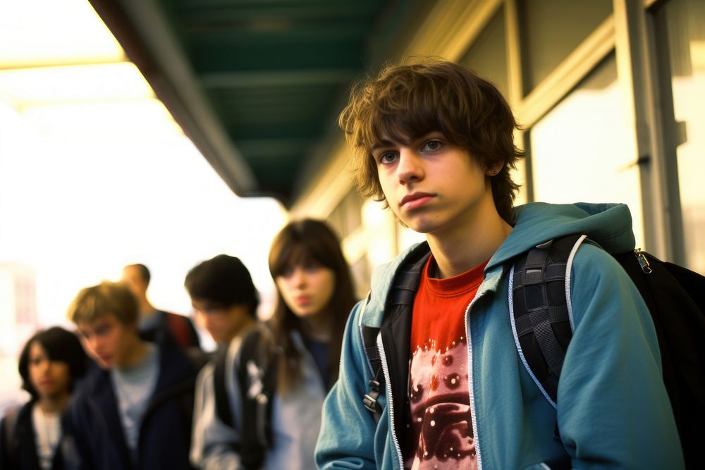 A group of teenage standing waiting for the train photography portrait adult. AI generated Image by rawpixel.