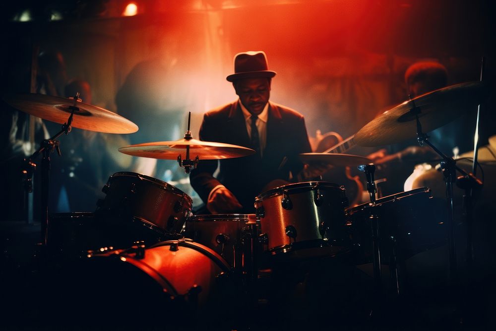 A jazz music band percussion musician drummer. AI generated Image by rawpixel.