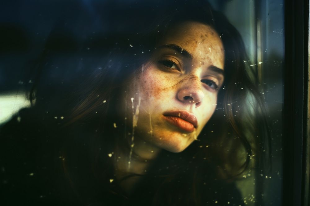 A sad woman photography portrait worried. AI generated Image by rawpixel.