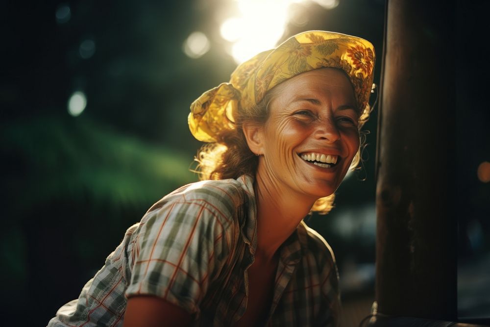 A woman smile to the sun light photography laughing portrait. AI generated Image by rawpixel.