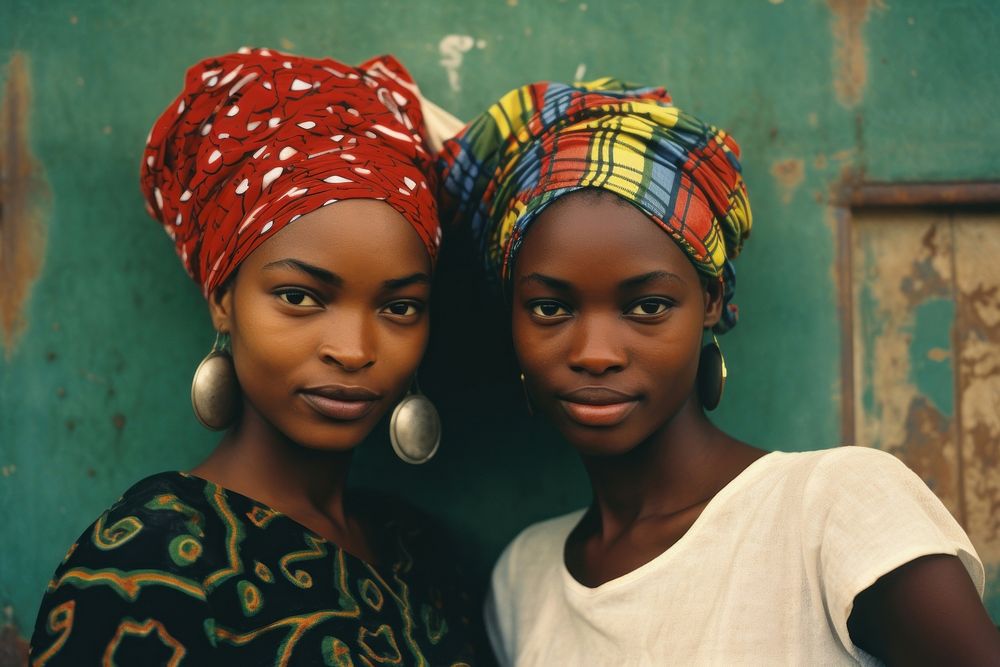 African woman lesbian couple photography portrait turban. 