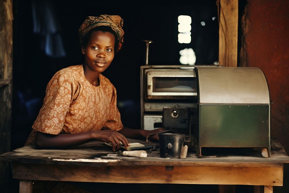 An african business woman coffeemaker technology letterbox. AI generated Image by rawpixel.