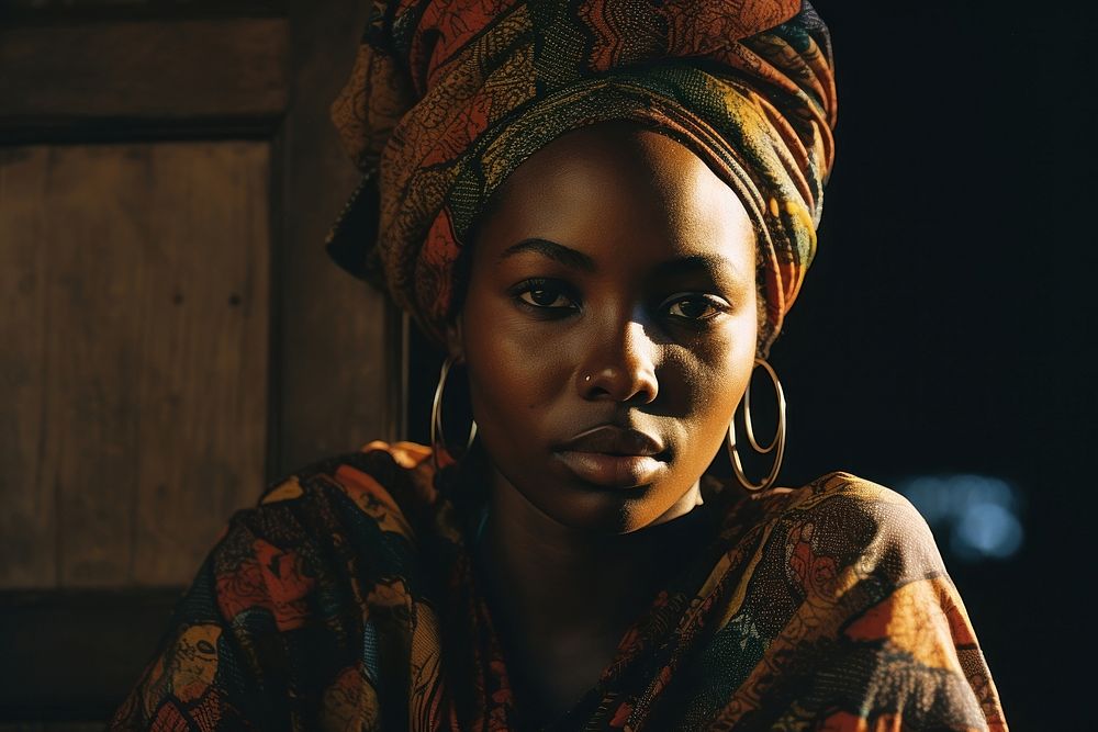 An african woman photography portrait contemplation. AI generated Image by rawpixel.