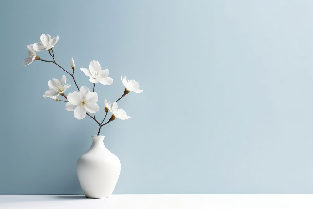 Ceramic flowers blossom plant vase. AI generated Image by rawpixel.