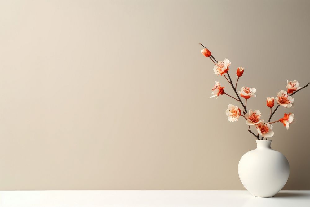 Ceramic flowers plant vase copy space. AI generated Image by rawpixel.