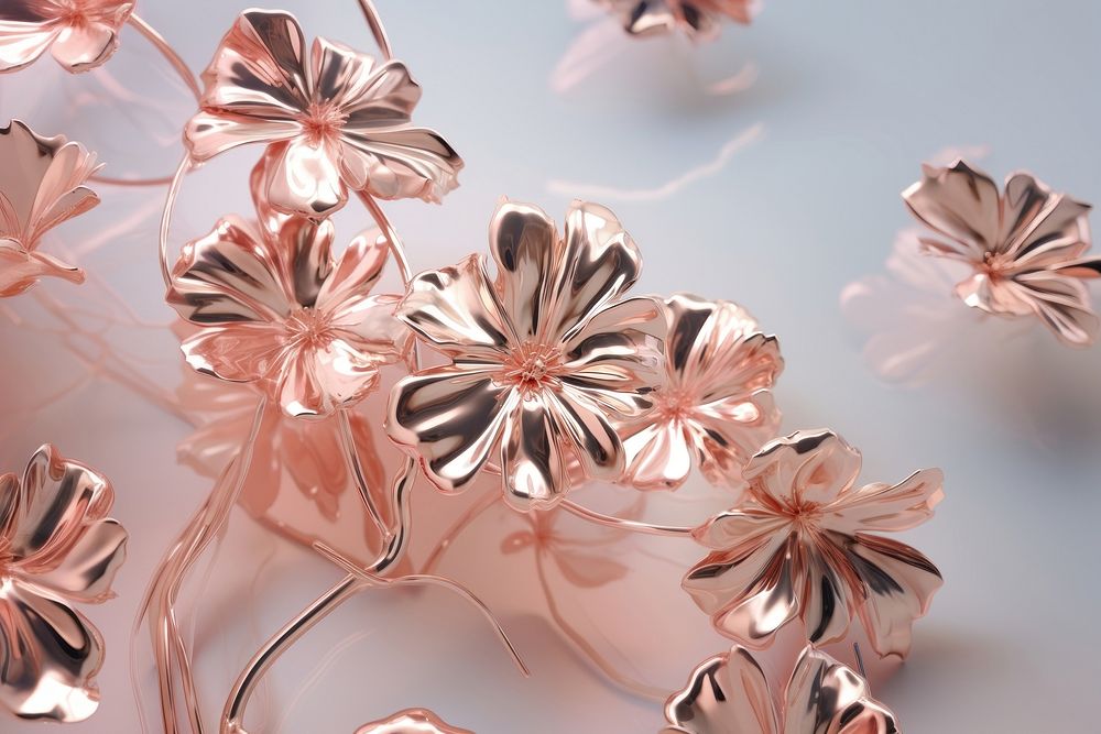 Chrome flowers backgrounds jewelry pattern. AI generated Image by rawpixel.