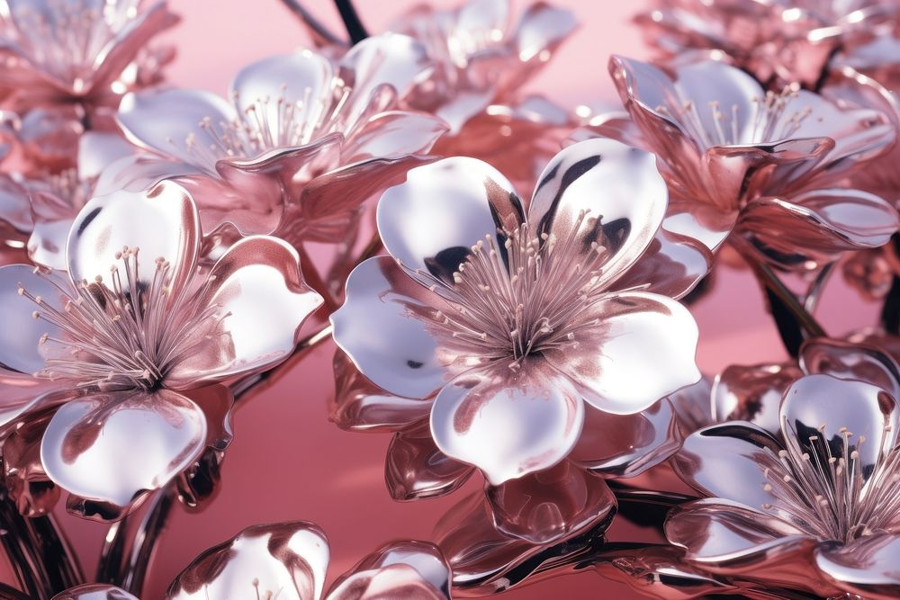 Chrome flowers backgrounds blossom petal. AI generated Image by rawpixel.
