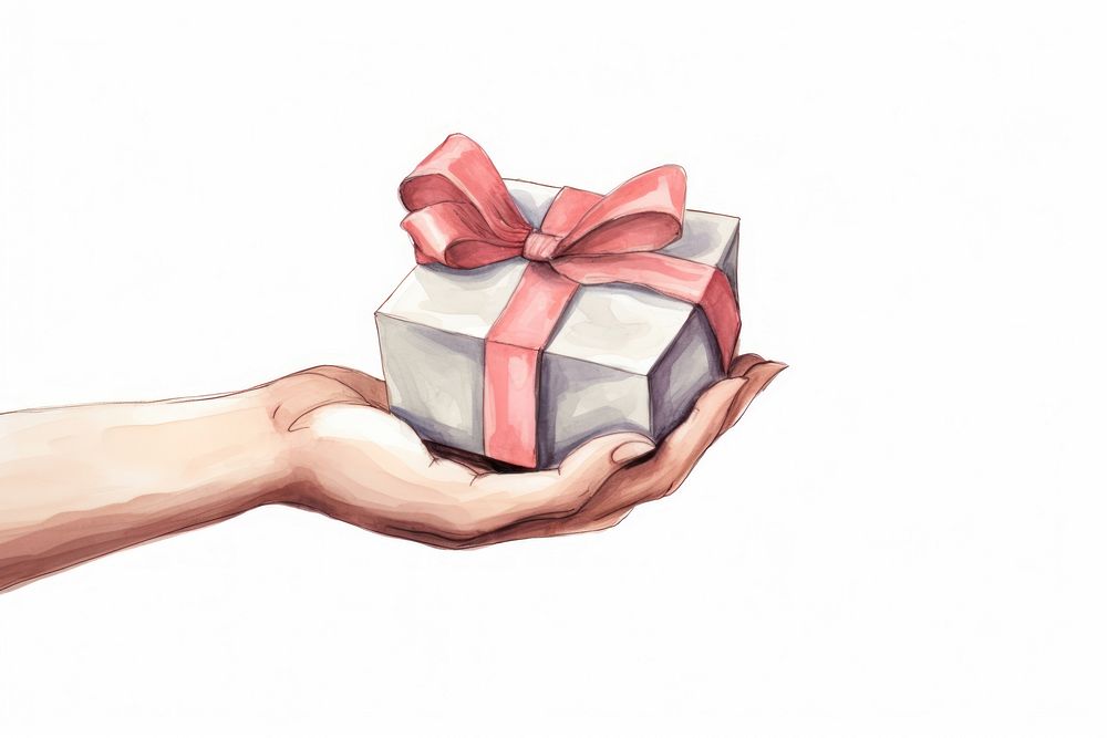 Hand holding a gift white background celebration anniversary. AI generated Image by rawpixel.