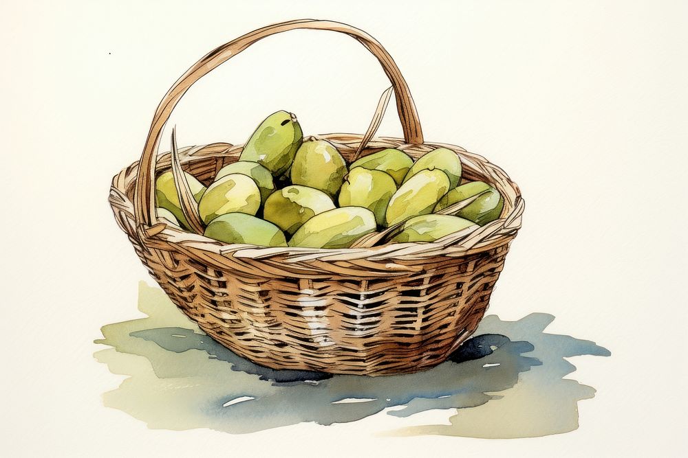 Fresh dates basket wicker sketch. AI generated Image by rawpixel.