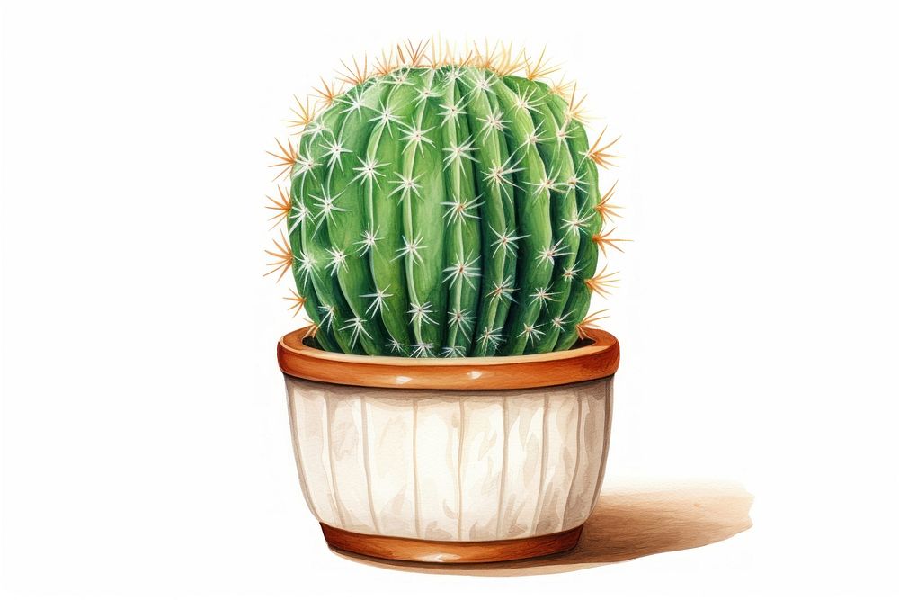 Cactus in a plant pot white background houseplant freshness. AI generated Image by rawpixel.