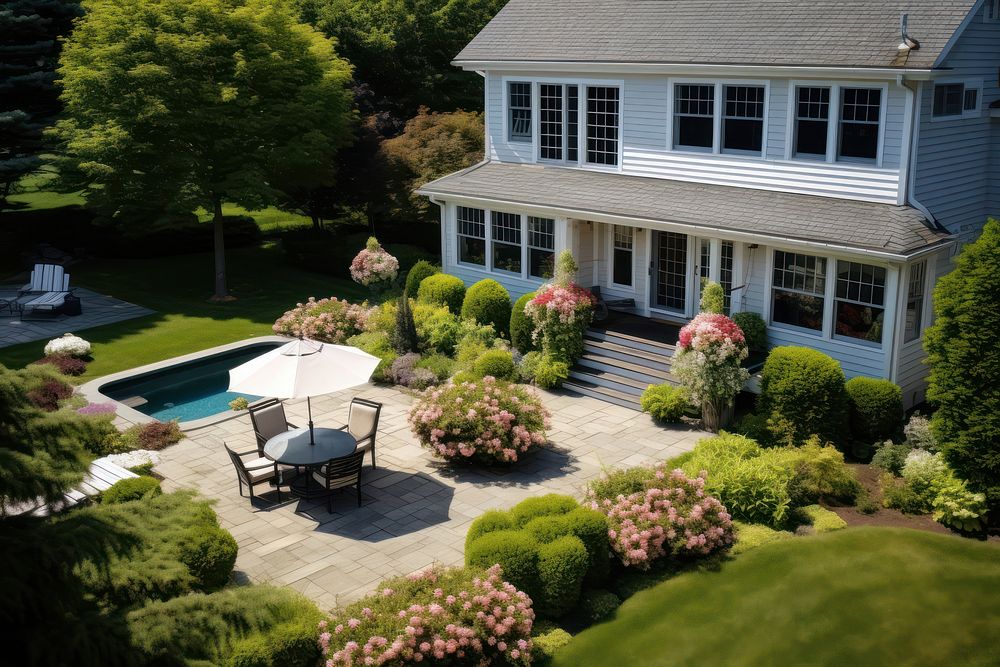 Traditional american house architecture landscaping outdoors. AI generated Image by rawpixel.
