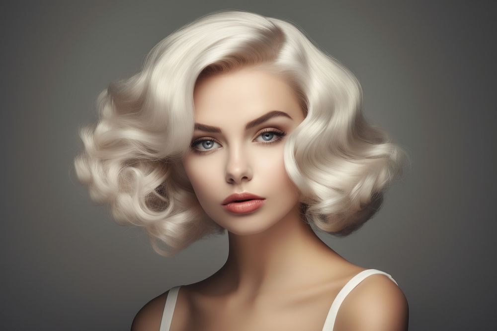 Latte blonde hairs portrait elegance glamour. AI generated Image by rawpixel.
