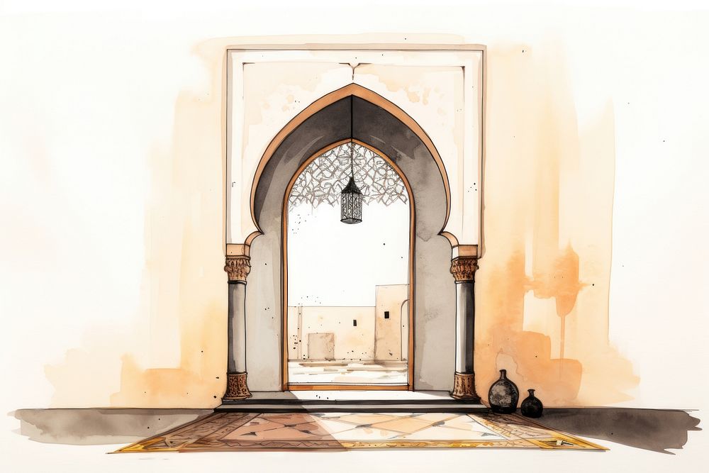Mosque window arch art architecture building. AI generated Image by rawpixel.