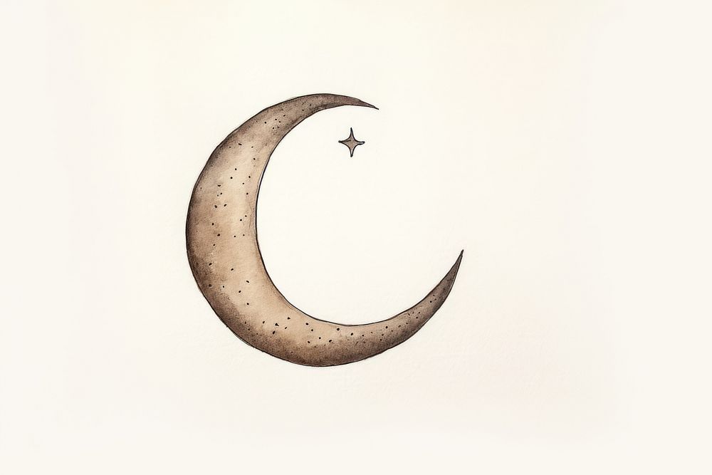 Muslim crescent moon astronomy sketch night. AI generated Image by rawpixel.