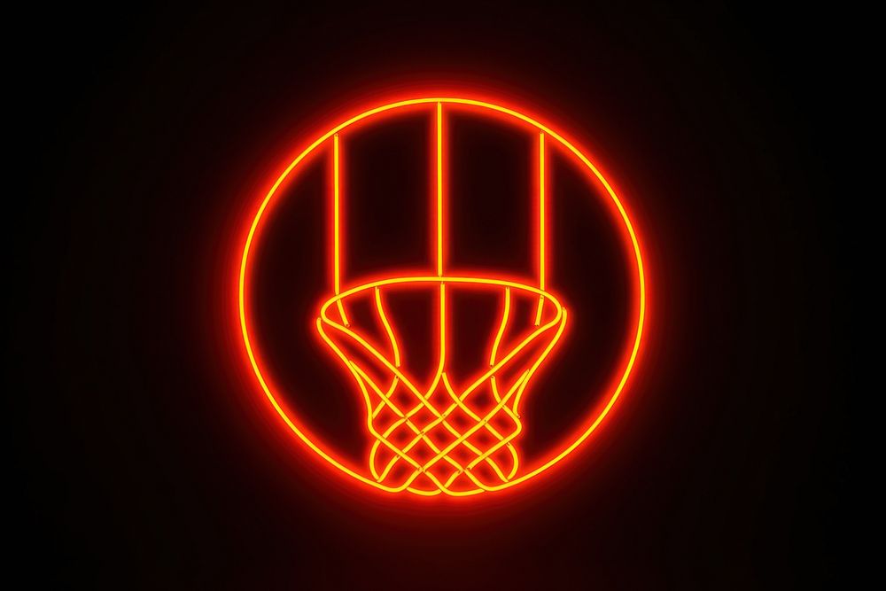 Basketball icon neon light night. AI generated Image by rawpixel.
