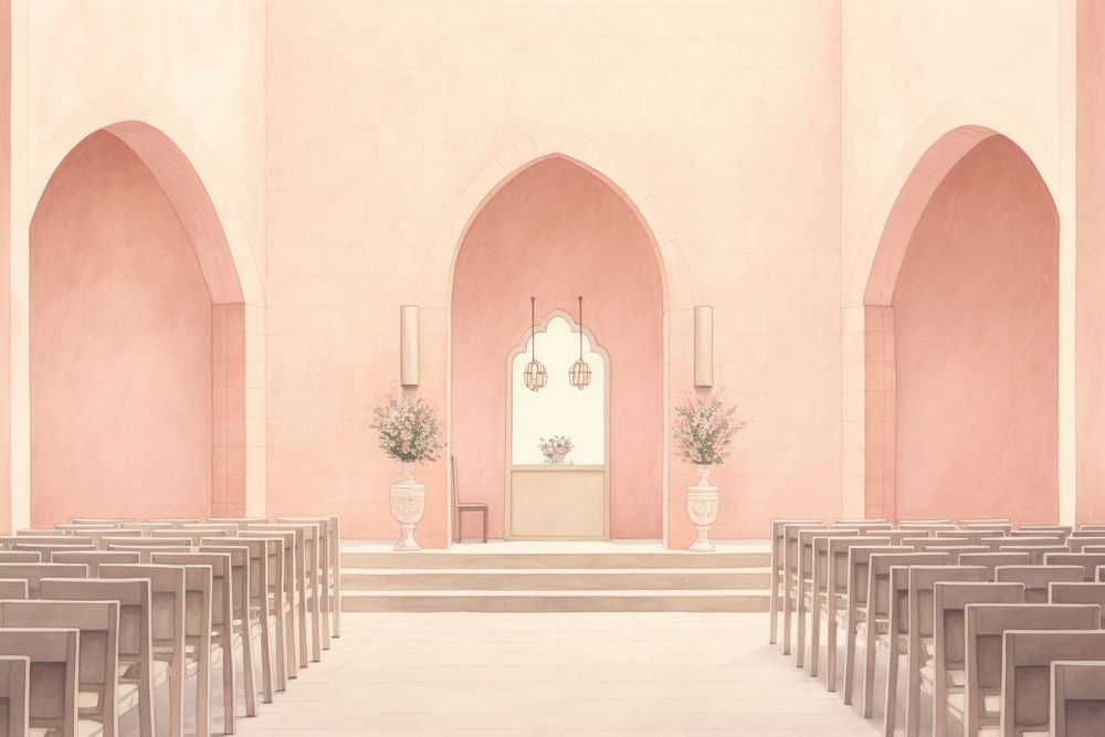 Wedding place architecture building altar. AI generated Image by rawpixel.