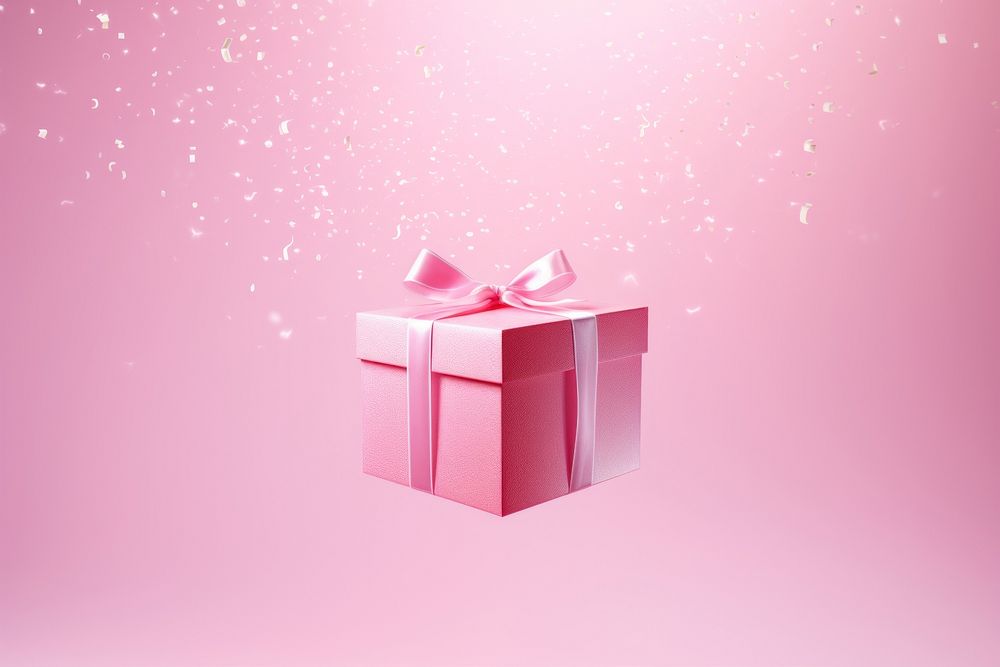 Flying huge pink gift box celebration anniversary decoration. AI generated Image by rawpixel.