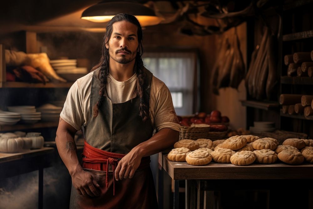 Native american man bakery working adult. AI generated Image by rawpixel.
