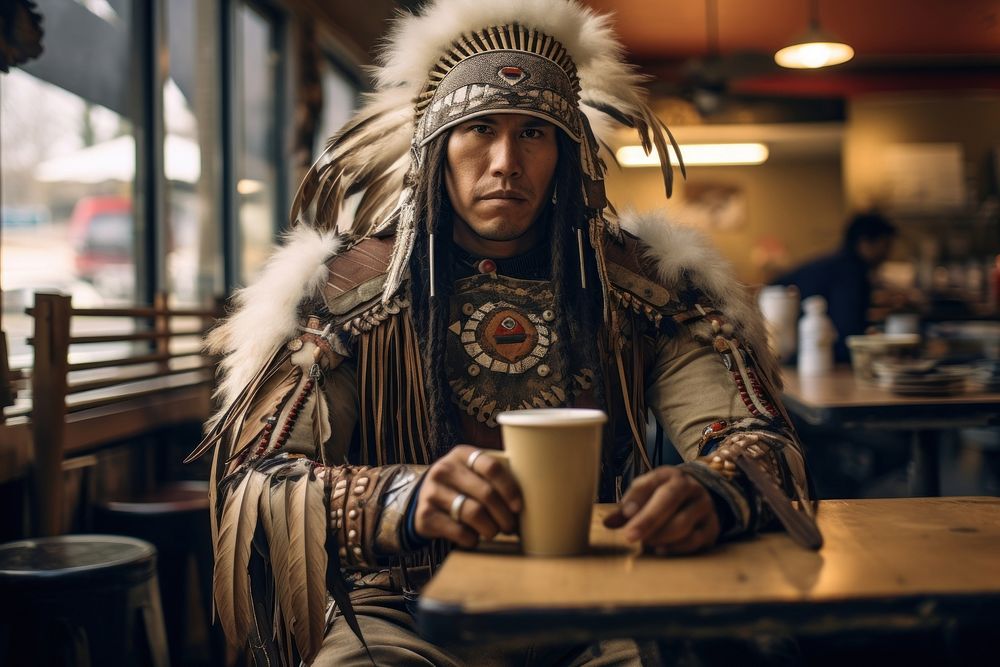 Native american people coffee adult tribe. AI generated Image by rawpixel.