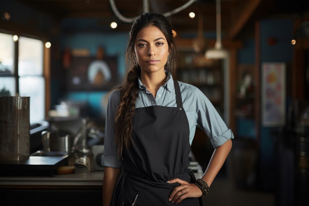 Native american woman restaurant working adult. AI generated Image by rawpixel.