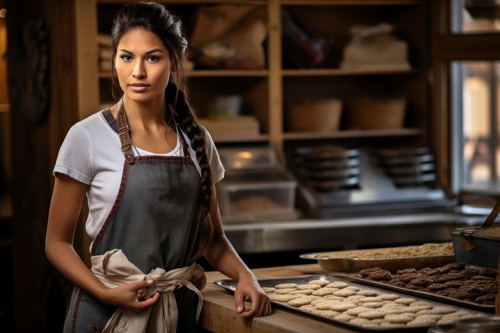 Native american woman working bakery adult. AI generated Image by rawpixel.