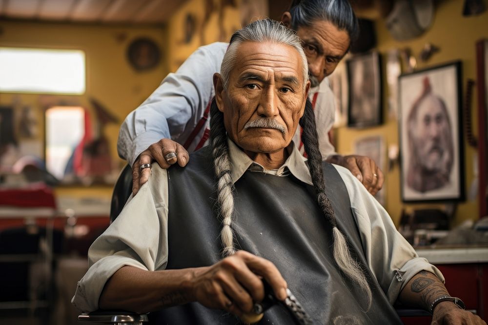 Senior native american man barbershop adult barber shop. AI generated Image by rawpixel.