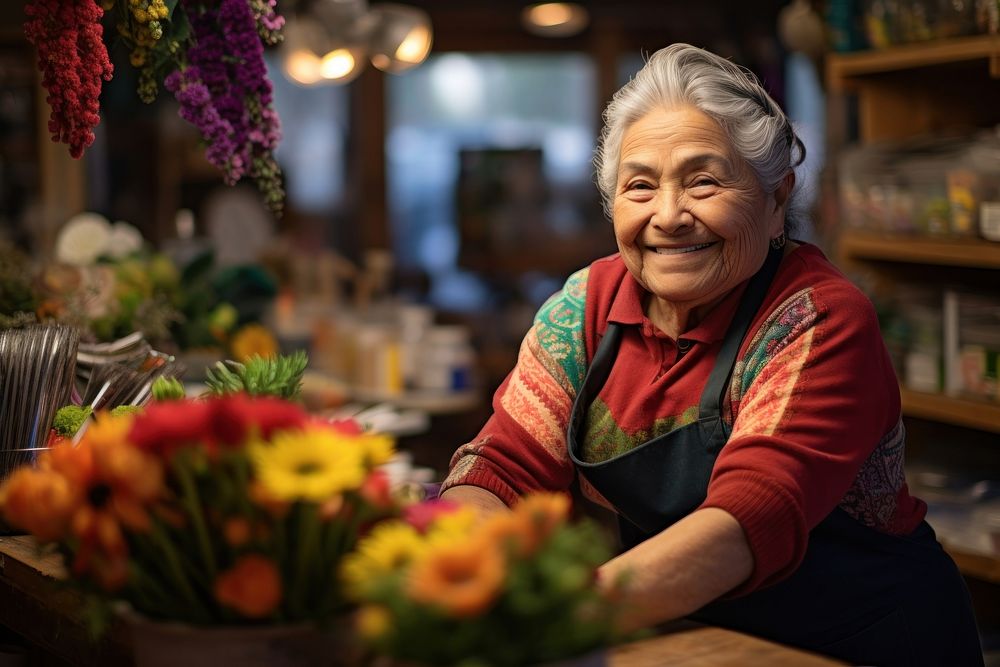 Senior native american woman working flower adult. AI generated Image by rawpixel.