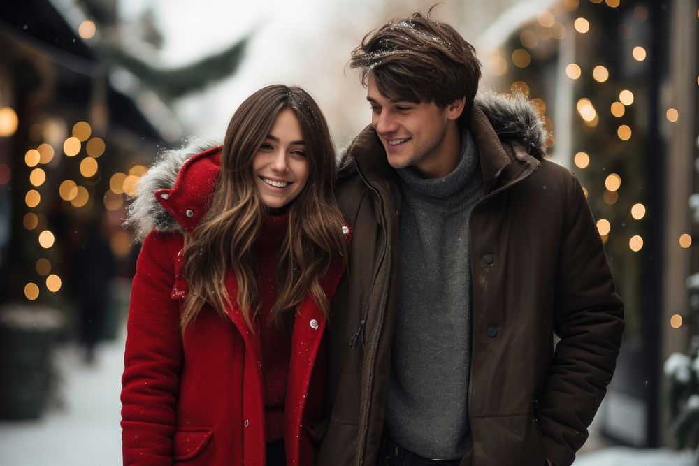 Girl couple christmas adult happy. AI generated Image by rawpixel.